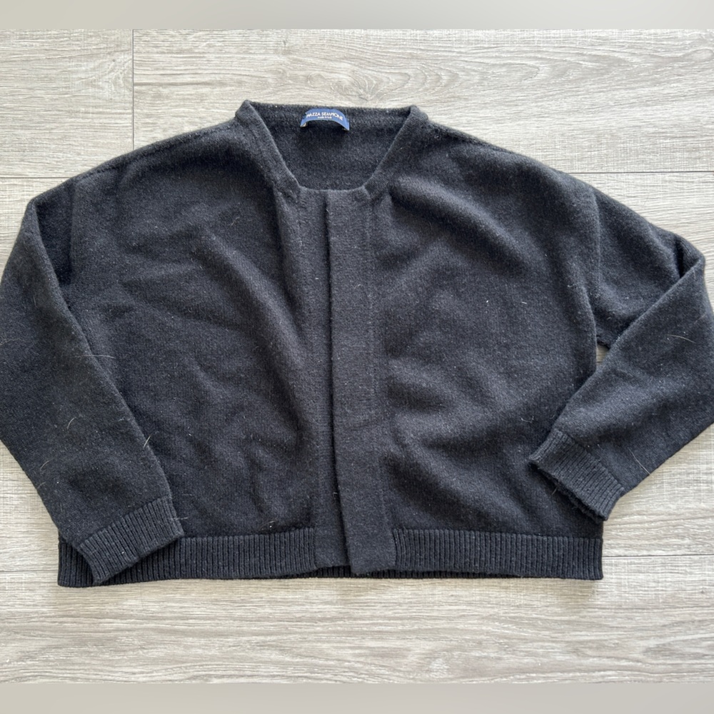 Vintage, Piazza Sempione Black 100% Wool Cardigan – Made in Italy, Size:M